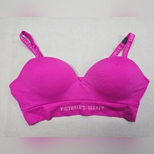 Victoria's Secret Pink Seamless Bralette Bra Top Logo Straps Size‎ L